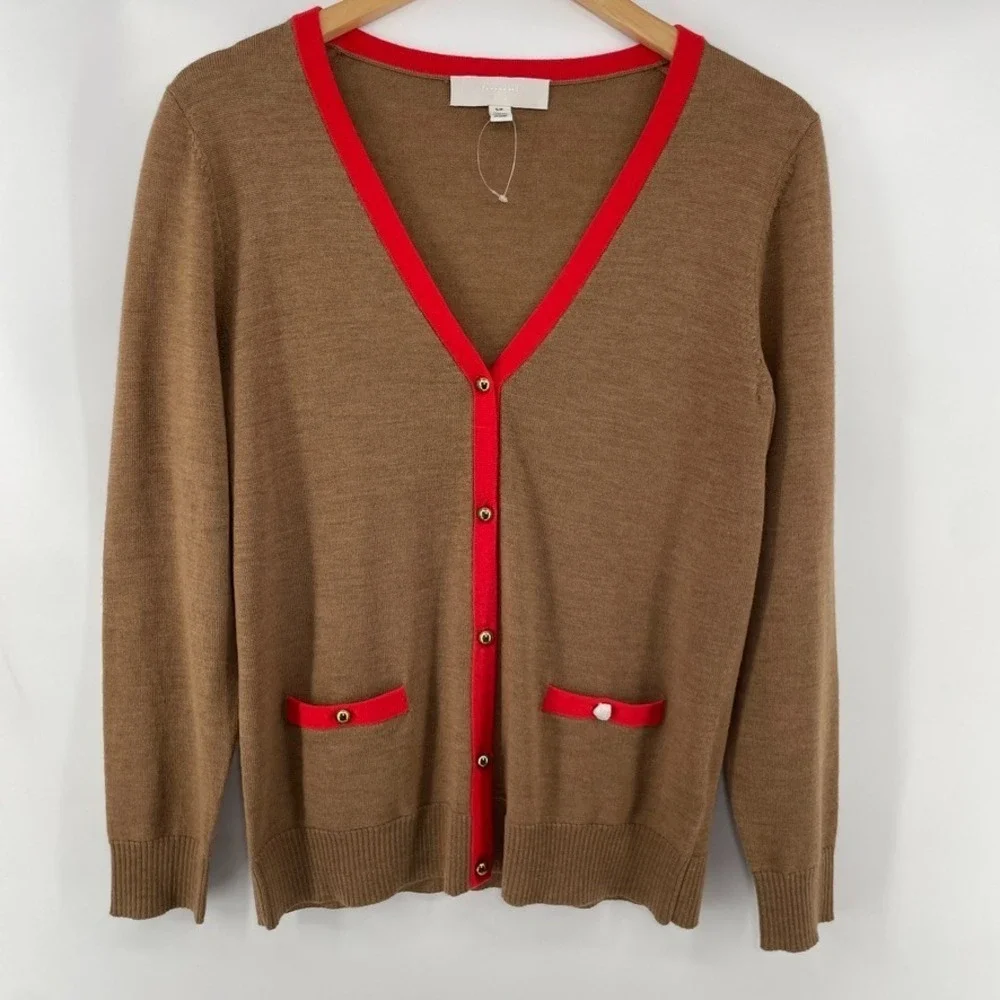 Coach Cardigan Sweater  Women S 100% Merino Wool Designer Old Money Quite Luxury